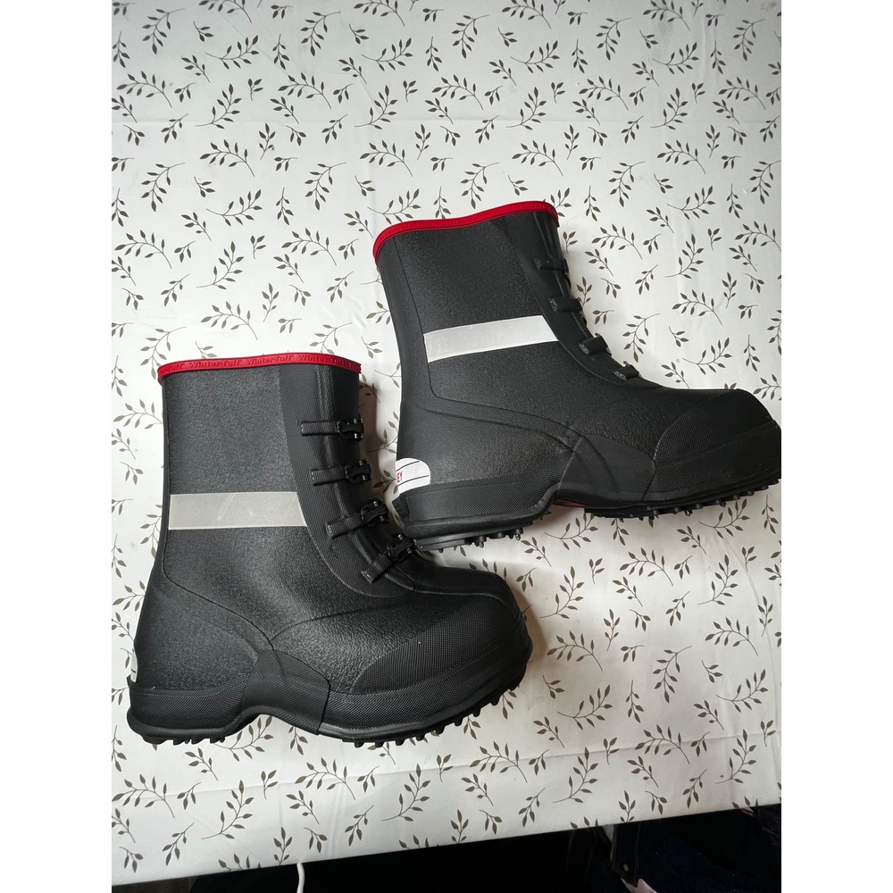 Tingley Winter-Tuff Black Rubber Ice Traction Overboots 4-Buckle Mens 9 82644